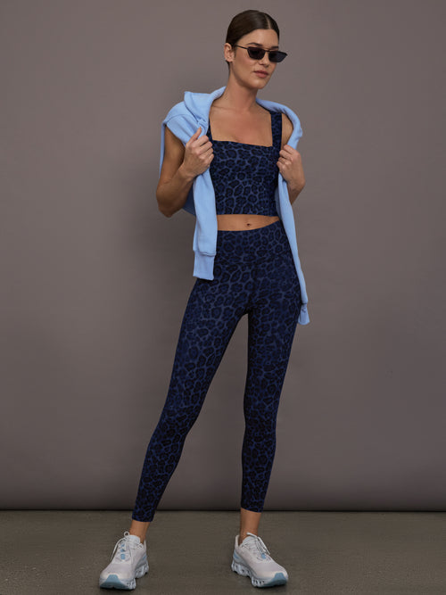 High Rise Legging in Melt - Navy Leopard