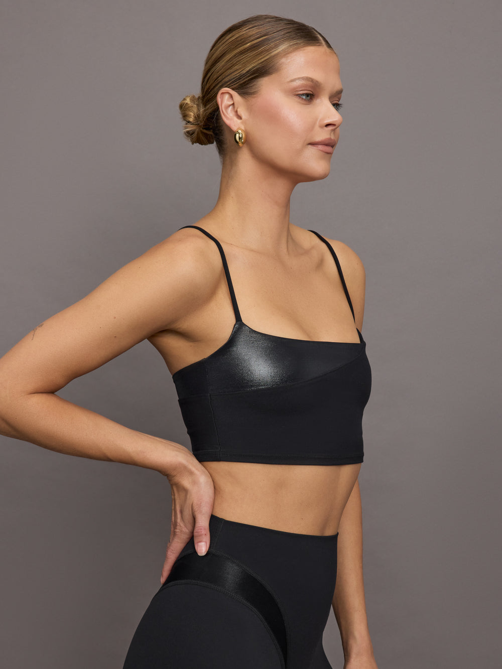 Spliced Colorblock Shine Bra in Melt - Black