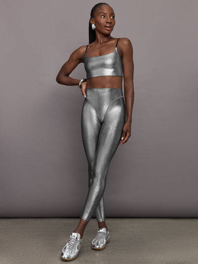 Liquid Metallic Scoop Bra - Metallic Silver