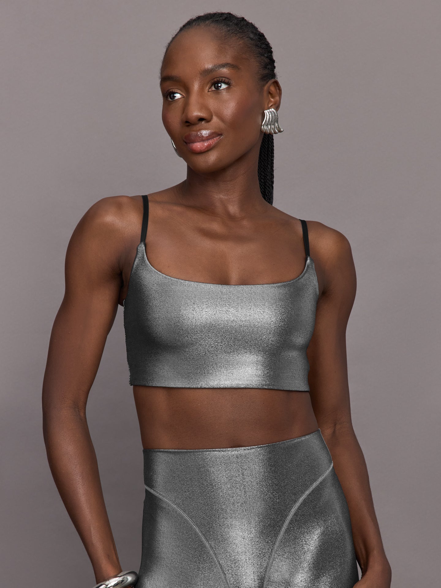 Liquid Bra Liquid Metallic Scoop Bra - Metallic Silver – Carbon38