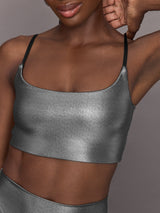 Liquid Metallic Scoop Bra - Metallic Silver