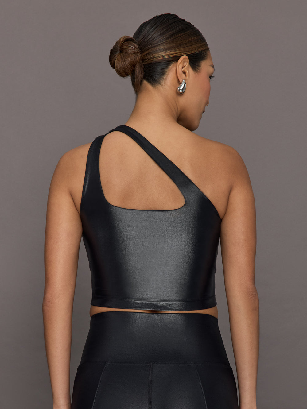 One Shoulder Bra Top in Takara Shine - Black Carbon38 One Shoulder Bra Top in Takara Shine - Black Carbon38