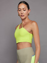 One Shoulder Convertible Bra Top in Melt - Acid Lime