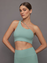 One Shoulder Convertible Bra Top in Melt - Granite Green