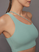 One Shoulder Convertible Bra Top in Melt - Granite Green