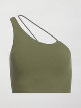 One Shoulder Convertible Bra Top in Melt - Core Olive
