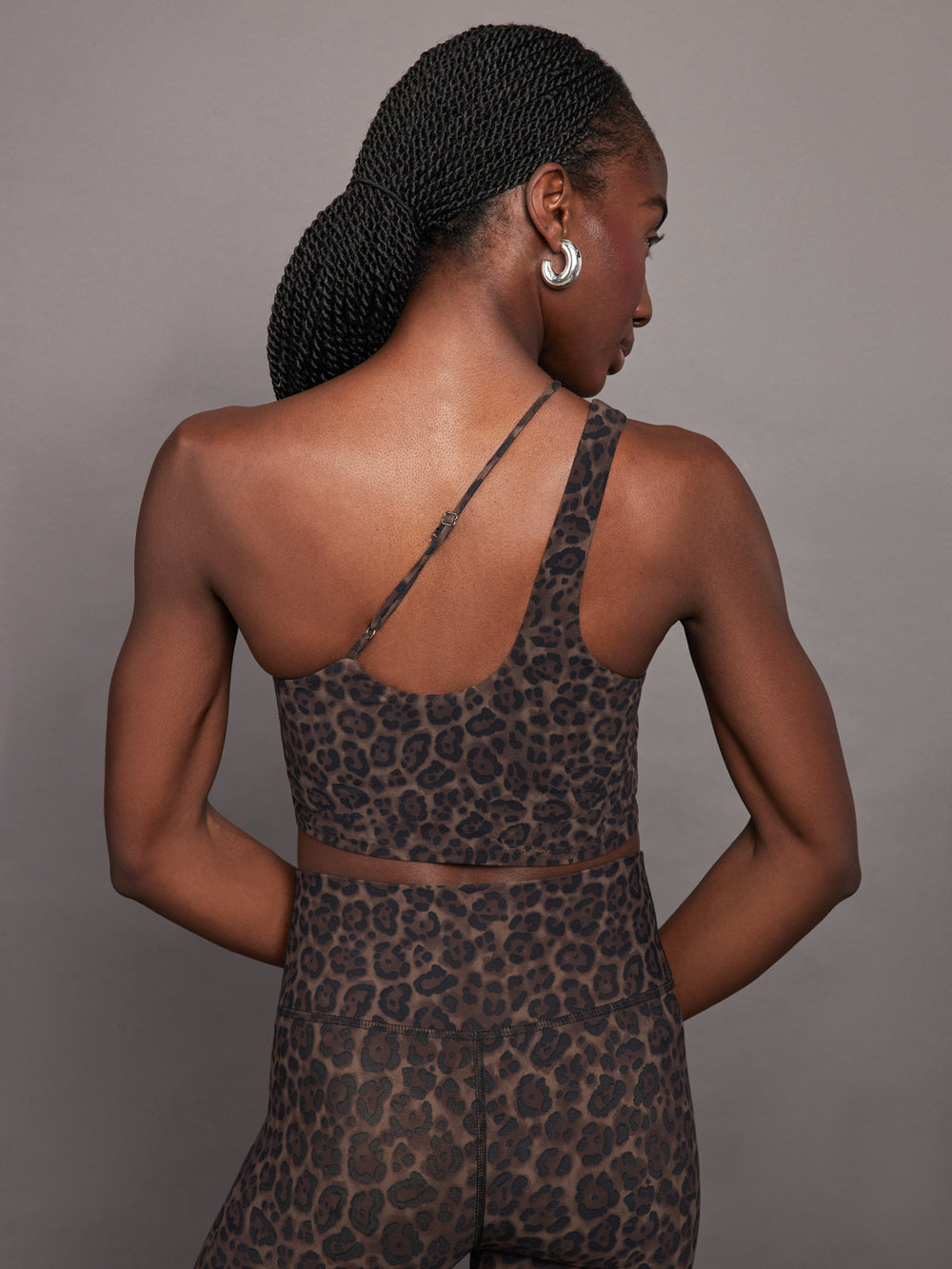 One Shoulder Convertible Bra Top - Leopard Print Carbon38 One Shoulder Convertible Bra Top - Leopard Print Carbon38