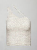 One Shoulder Convertible Tank in Melt - Snow Leopard