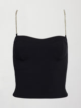 Corset Tank with Rhinestone Straps - Black