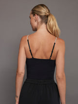 Corset Tank with Rhinestone Straps - Black