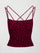 Front view of Melt strappy tank in red leopard print with square neckline.