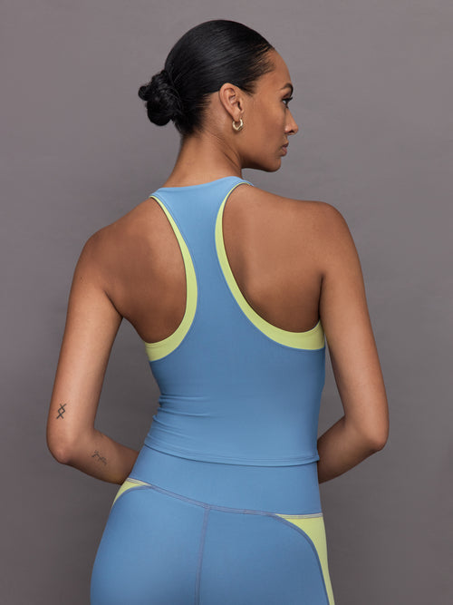 Colorblock High Neck Tank - Coronet Blue  / Charlock