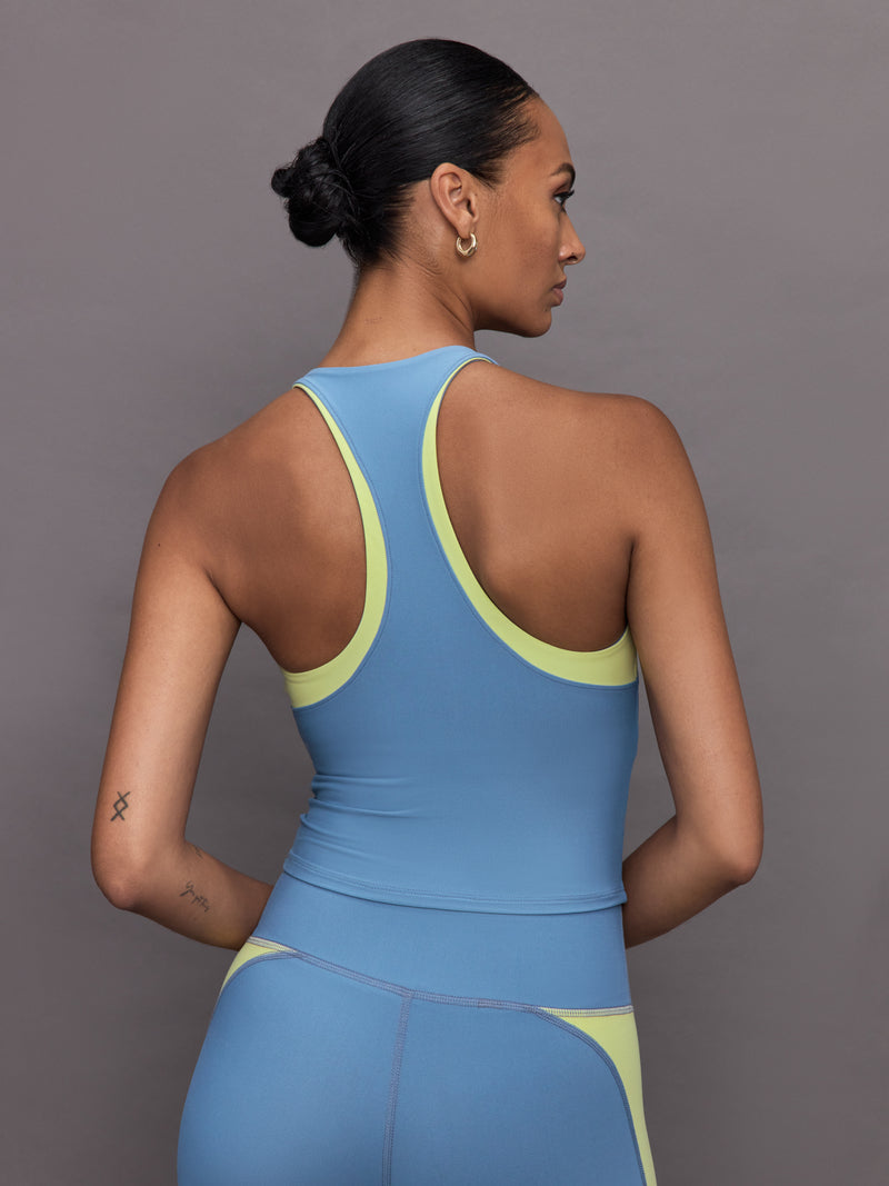 Colorblock High Neck Tank - Coronet Blue  / Charlock