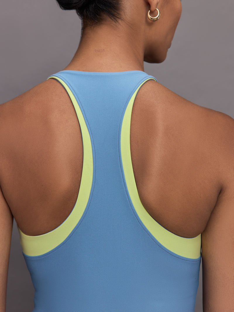 Colorblock High Neck Tank - Coronet Blue  / Charlock