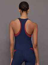 Colorblock High Neck Tank - Navy / Red Dahlia