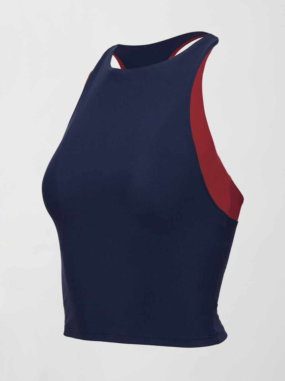 Colorblock High Neck Tank - Navy / Red Dahlia