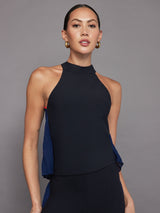 Pleated Back Tank in Melt - Black / Navy