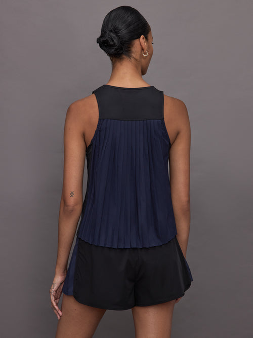 Pleated Running Tank - Black