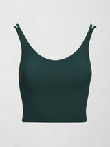 Flat lay of the V Neck Tank in Forest, front view.