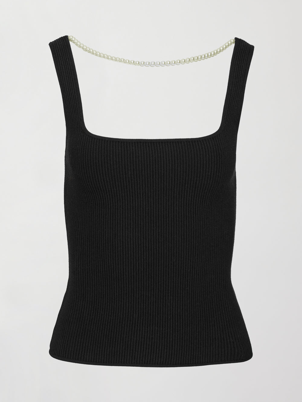 Pearl Necklace Sweater Tank - Black