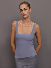 Pearl Necklace Tank - Lavender Grey