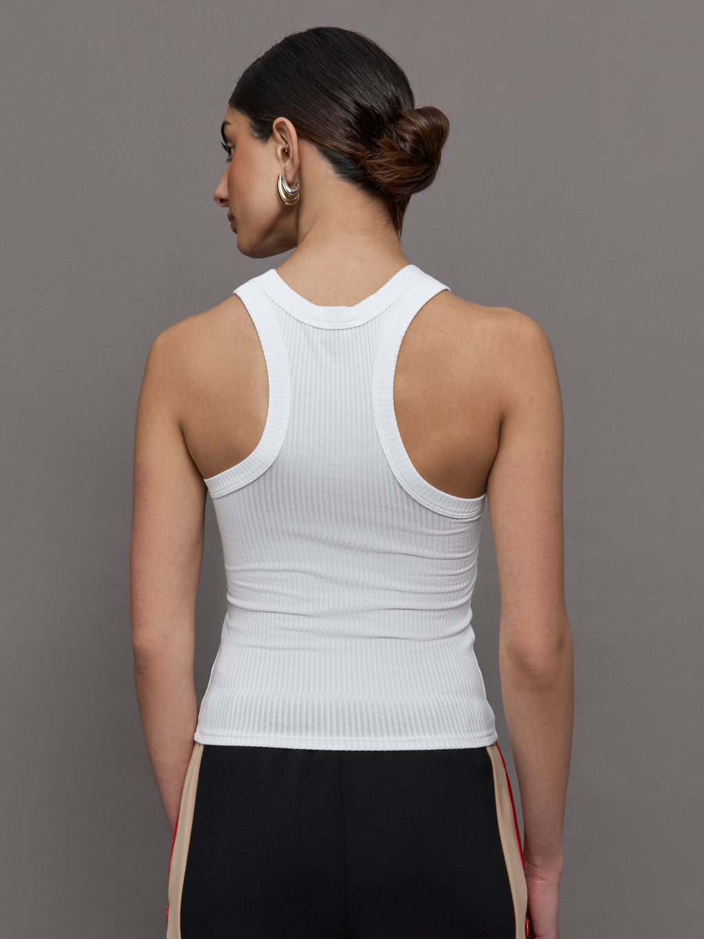 Women's Carbon38 High Neck Fitted Tank In Ribbed Jersey - White - Size XL Women's Carbon38 High Neck Fitted Tank In Ribbed Jersey - White - Size XL