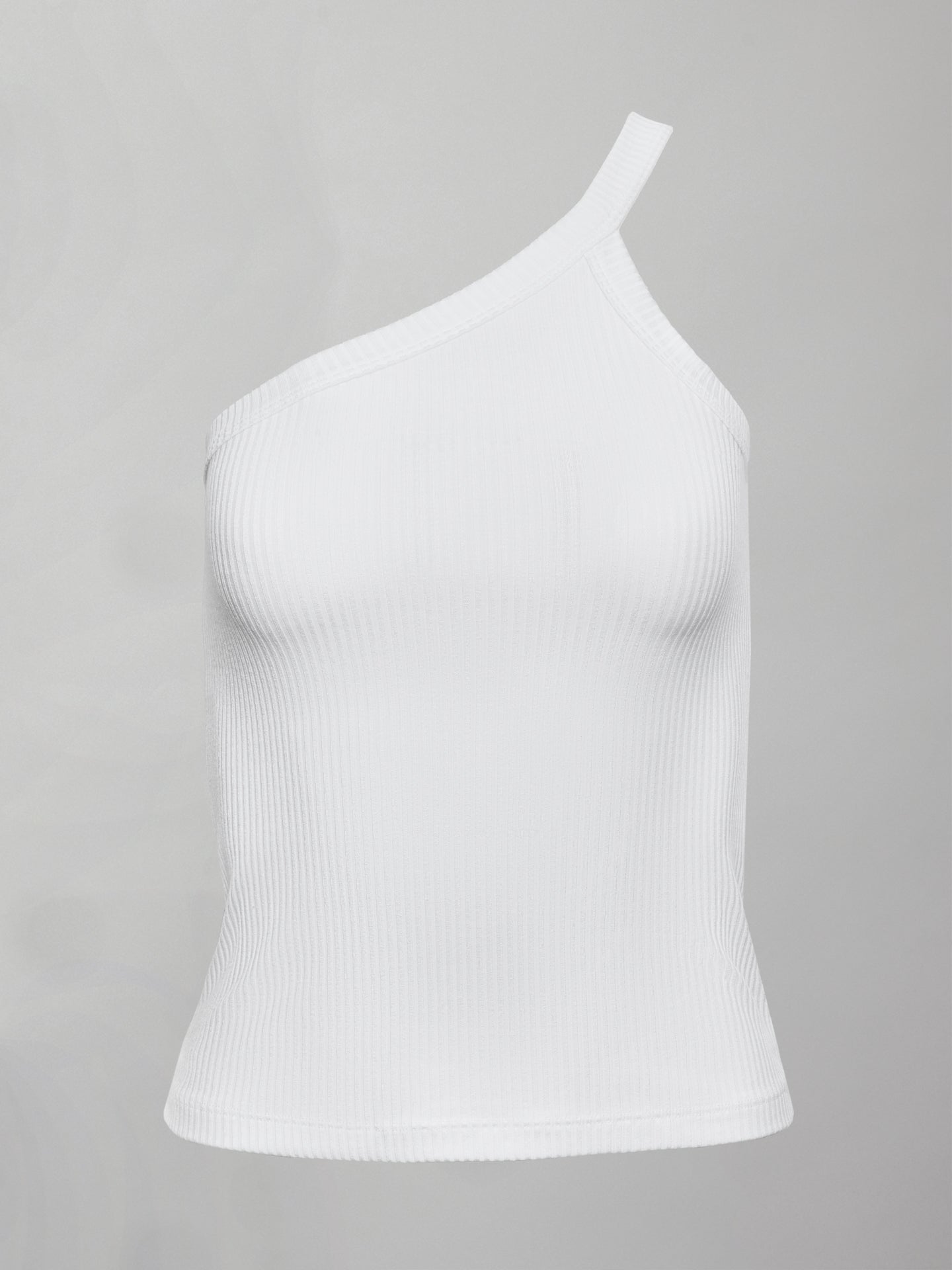 One Shoulder Tank in Ribbed Jersey - White – Carbon38