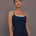 Double Layered Contrast Tank - Navy Leopard/White