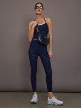 Double Layered Contrast Tank - Navy Leopard/White