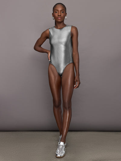 Liquid Metallic Bodysuit - Metallic Silver