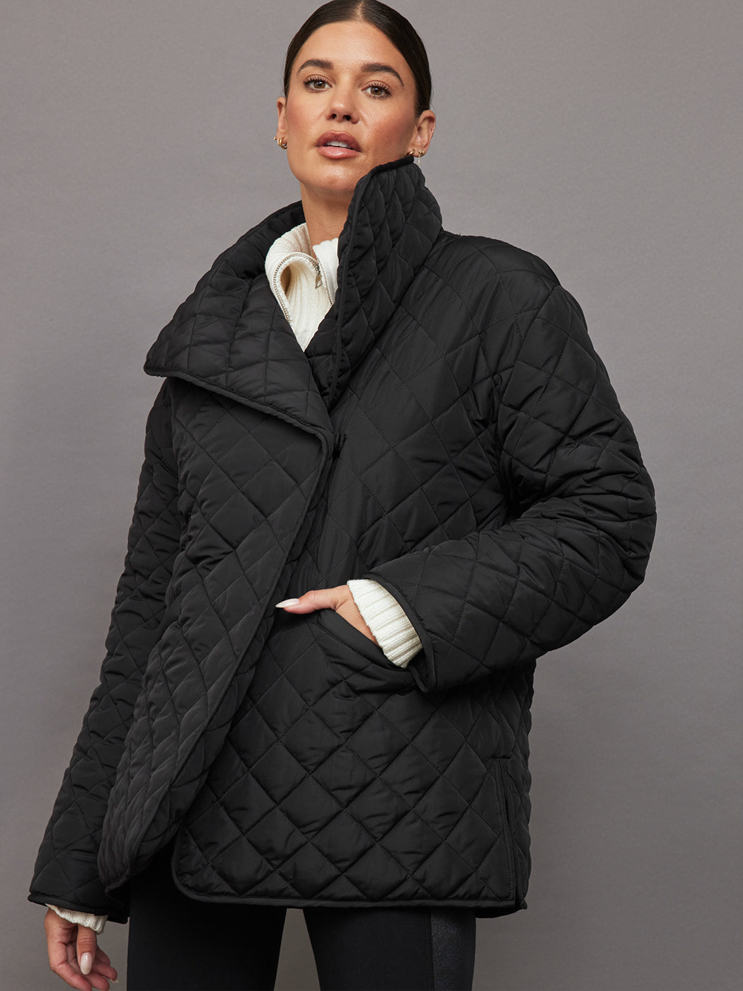 Quilted Car Coat- Faded Black – Carbon38