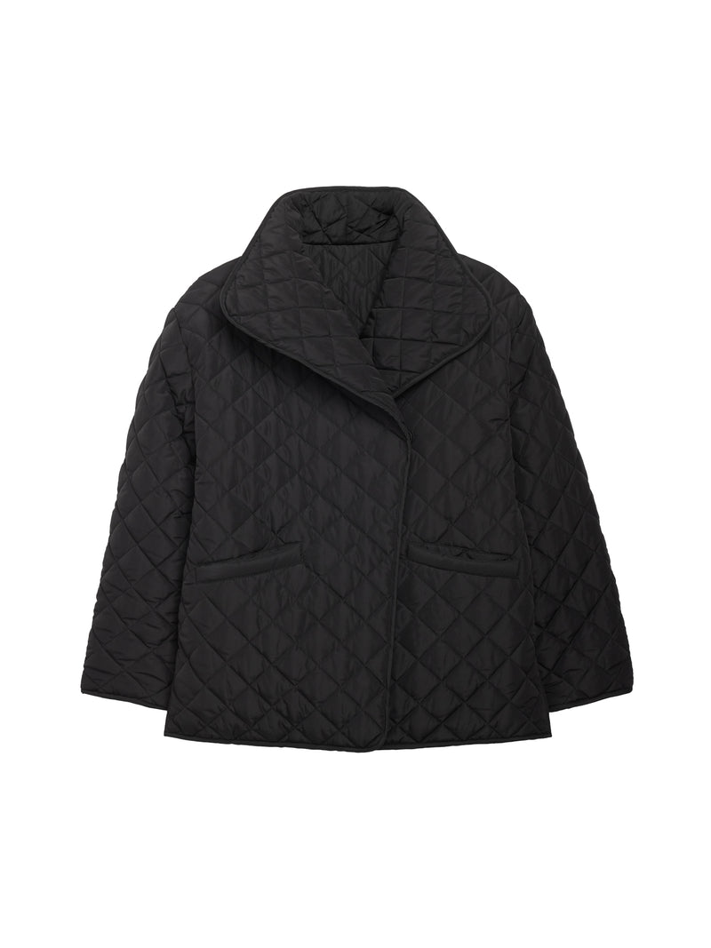 Quilted Car Coat- Faded Black