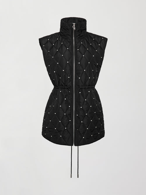 Corrine Quilted Diamond Puffer Maxi Vest In Black – K. A. Classics