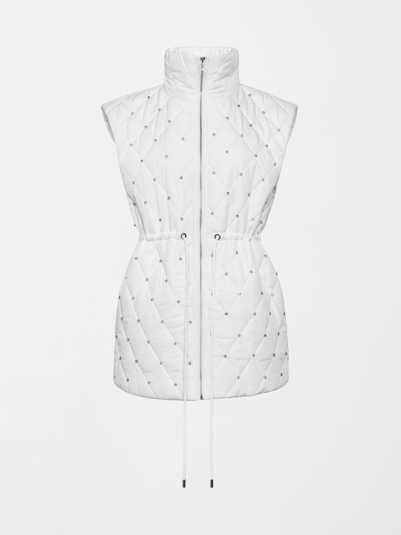 Diamond Quilted Puffer Vest - White