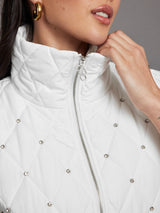Diamond Quilted Puffer Vest - White