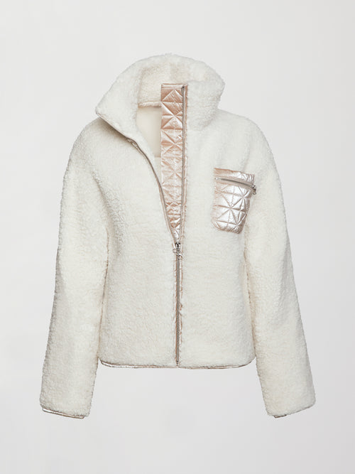 Metallic Sherpa Jacket - Oatmeal with Rose Gold Foil