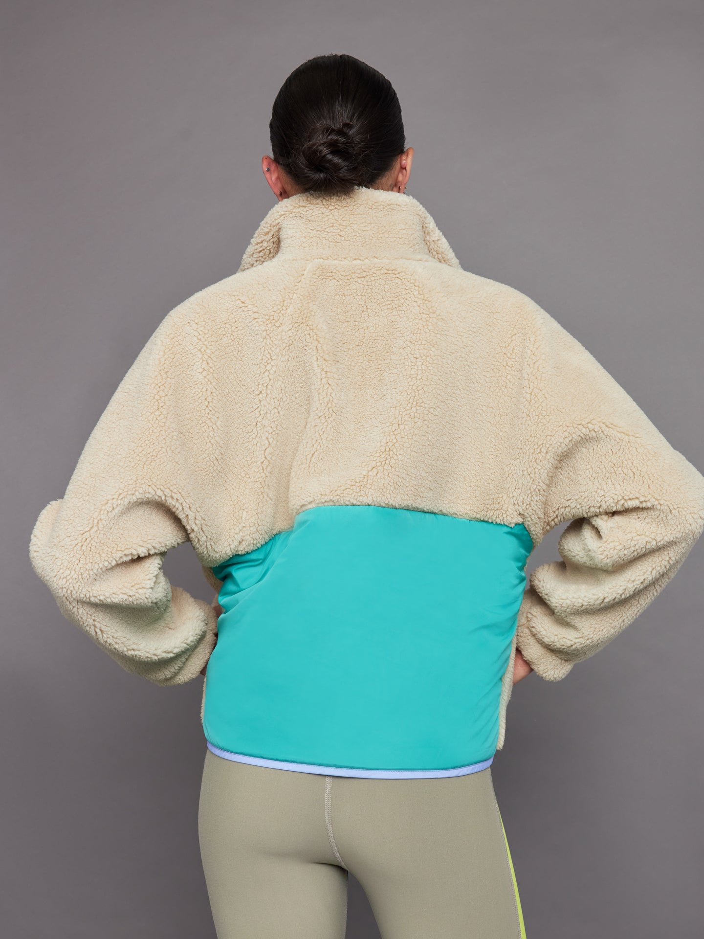 Contrast Sherpa Jacket - Brown Rice/ Wasabi – Carbon38