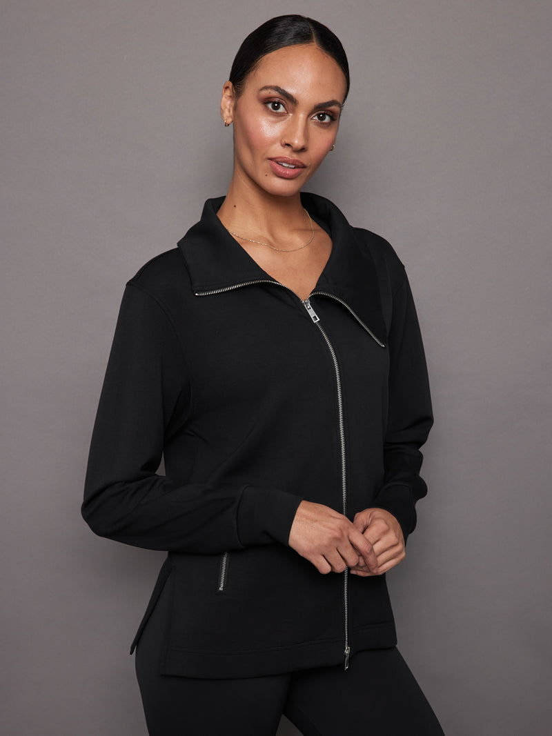 Asymmetric Tailored Cropped Blazer - Black | Manière De Voir Asymmetric Tailored Cropped Blazer - Black | Manière De Voir