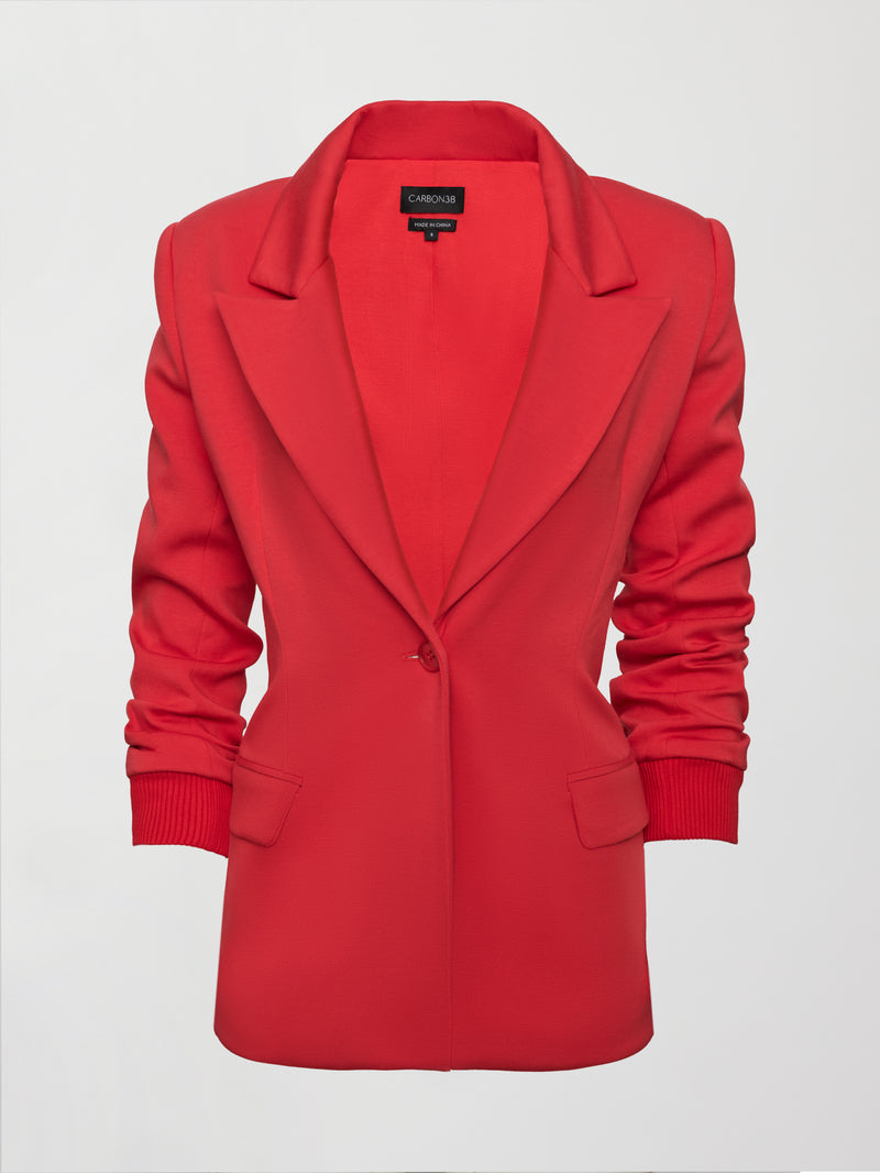 Single Breasted Blazer in Scuba - Tomato