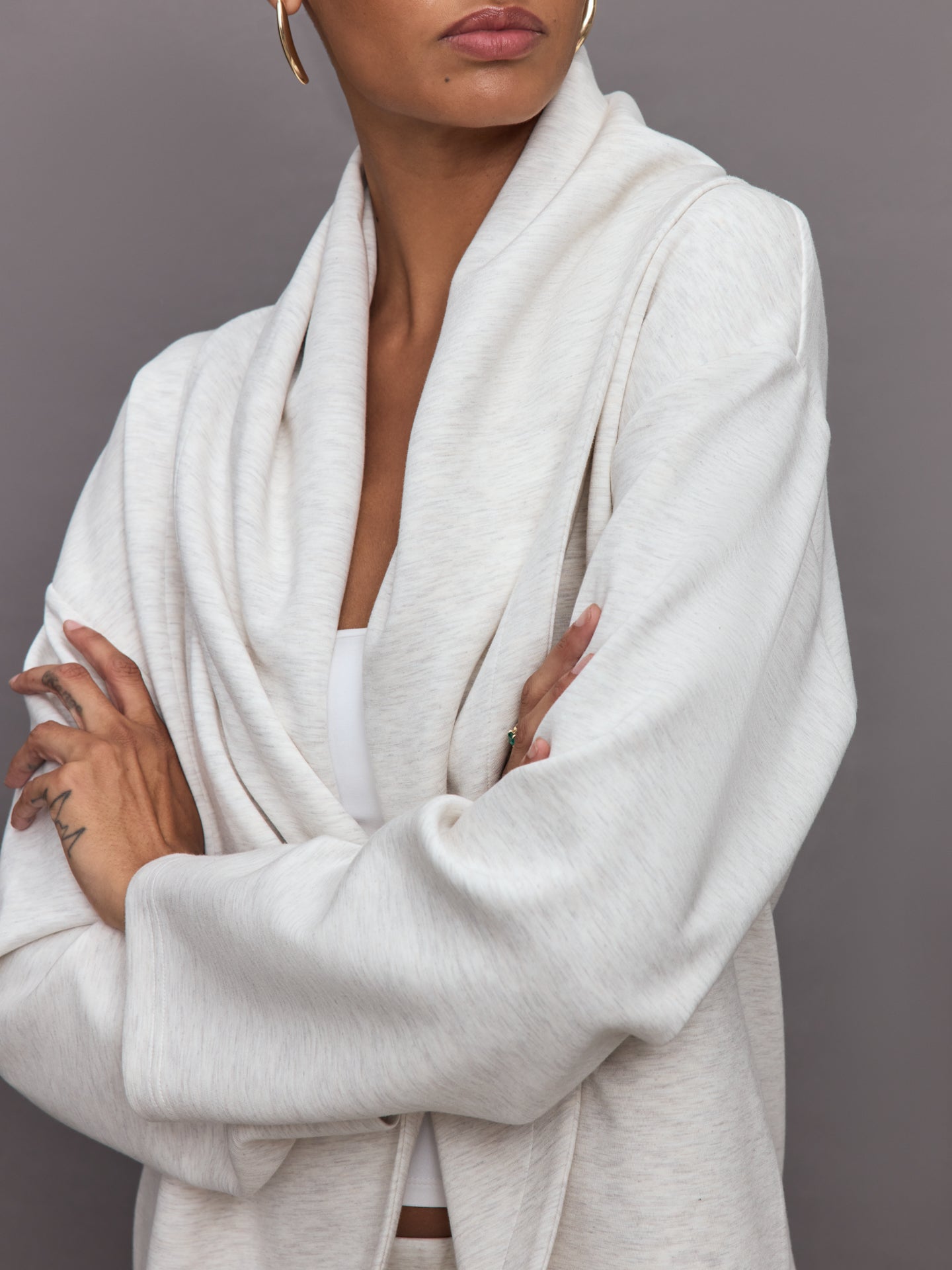 Knit Cocoon Cardigan in Interlock - Moonbeam Heather – Carbon38
