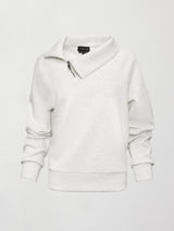 Half Zip Asymmetrical Pullover - Moonbeam Heather