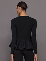 Peplum Zip Up - Black