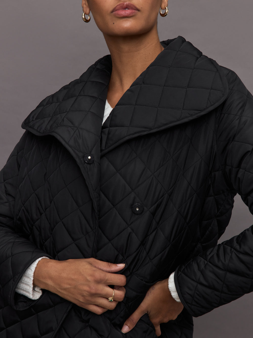 Quilted Coat - Black