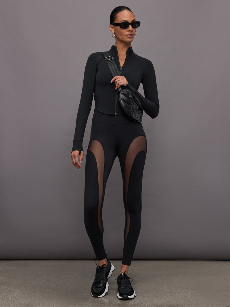 Sheer Spliced Legging in Melt - Black