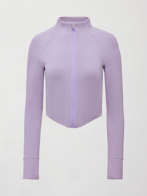 Mock Neck Corset Zip Top in Melt - Lavender Grey