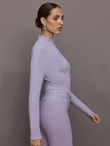 Mock Neck Corset Zip Top in Melt - Lavender Grey