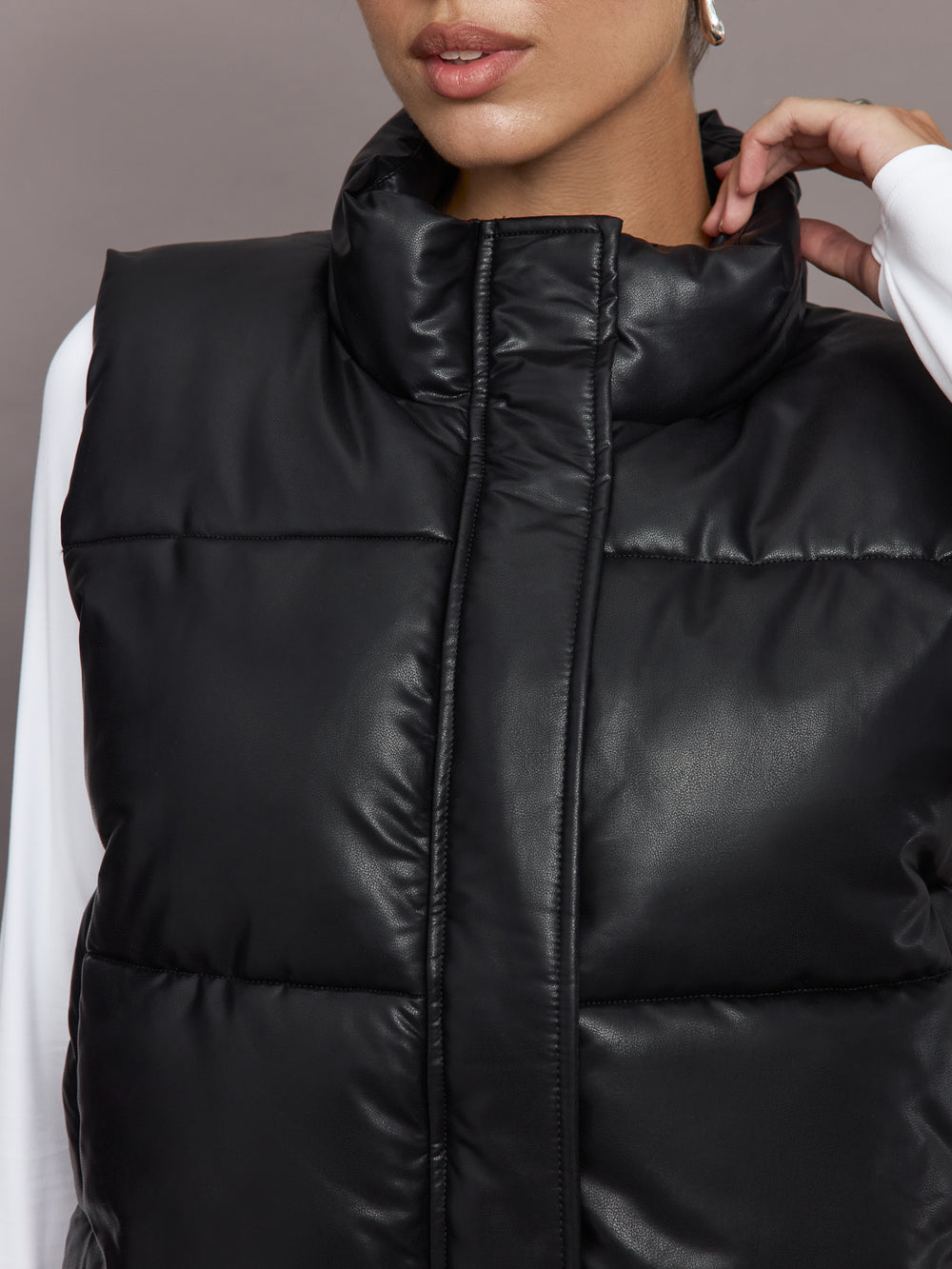 Quilted Puffer Vest - Black