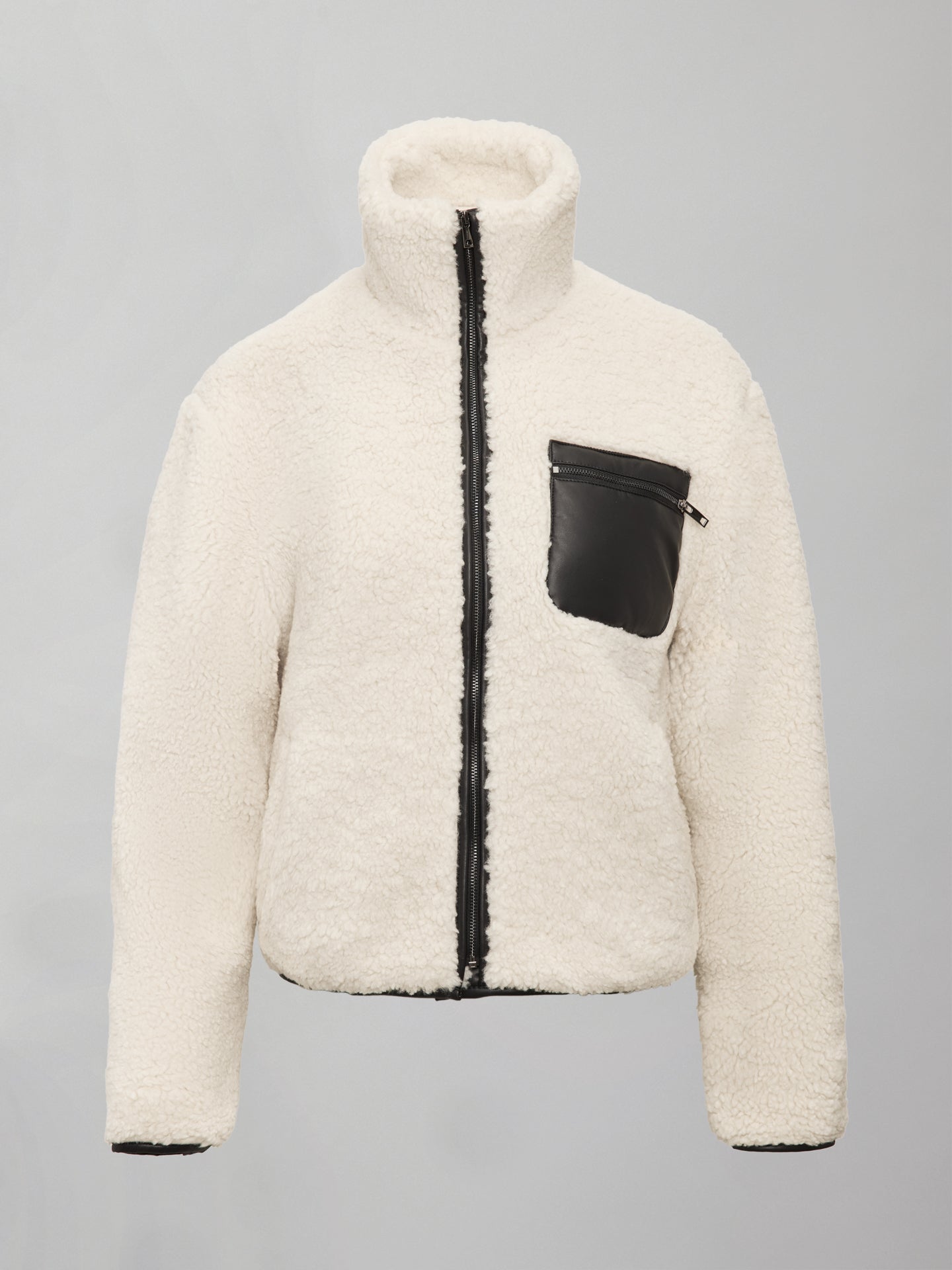 Mixed Media Sherpa Jacket - Natural/ Black – Carbon38