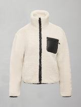 Mixed Media Sherpa Jacket - Natural/ Black