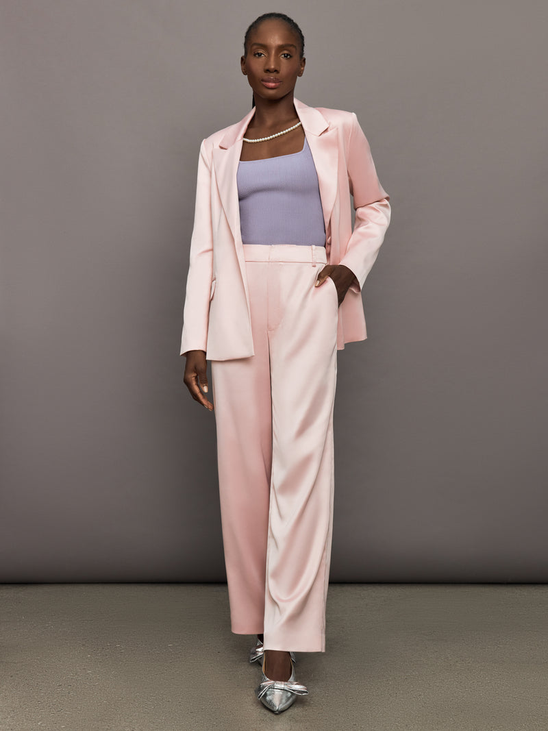 Satin Straight Leg Pant - Blush